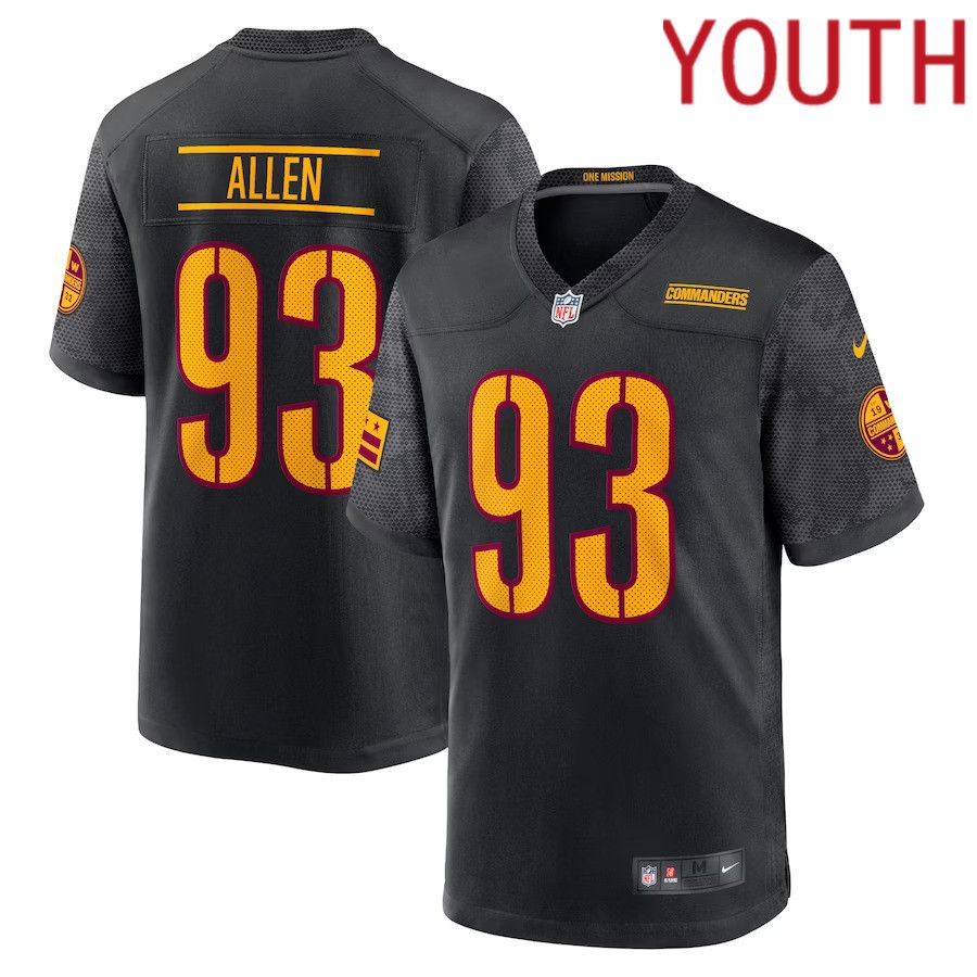 Youth Washington Commanders 93 Jonathan Allen Nike Black Alternate Game NFL Jersey